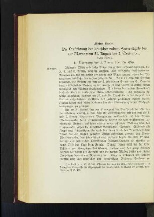 Fünftes Kapitel. Die Verfolgung des deutschen rechten Heeresflügel bis zur Marne vom 31. August bis 2. September.