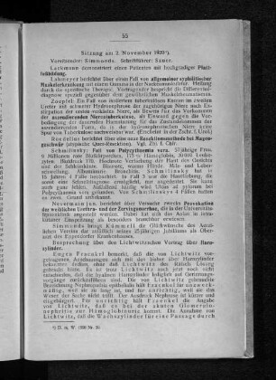 Sitzung am 2. November 1920.
