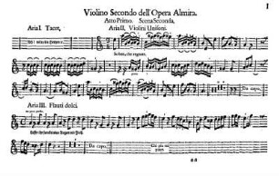Violino Secondo dell'Opera Almira.