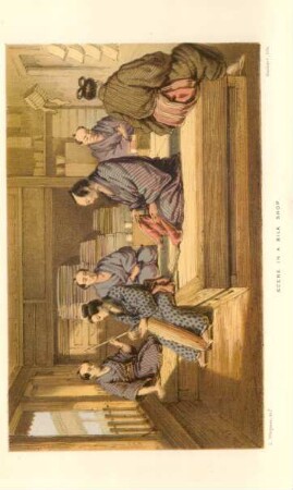 Scene in a silk shop