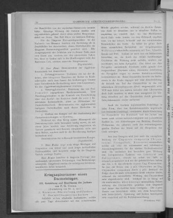 Kriegsaphorismen eines Dermatologen.