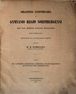 De codicibus quibusdam librorum Augustinianorum de civitate dei commentatio