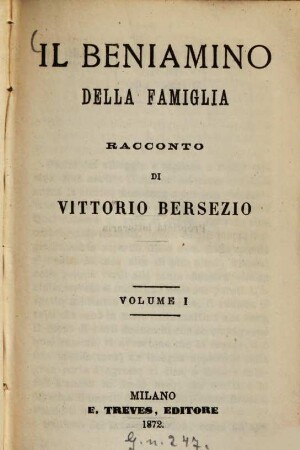 Il Benjamino della famiglia : Racconto, 1