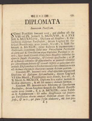 Diplomata Summorum Pontificum