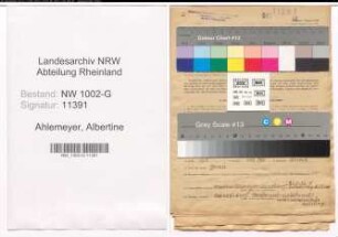 Entnazifizierung Albertine Ahlemeyer, geb. 14.12.1892 (Kauffrau)