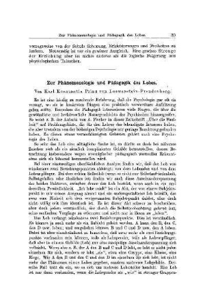 Zur Phänomänologie und Pädagogik des Lobes