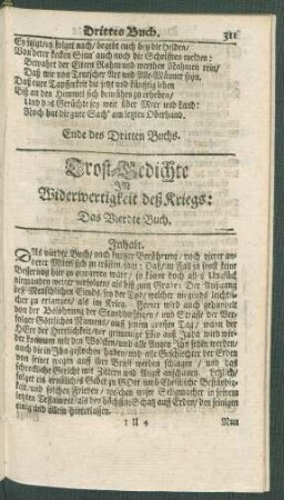 Trost-Gedichte. In Widerwertigkeit deß Kriegs: Das Vierdte Buch.