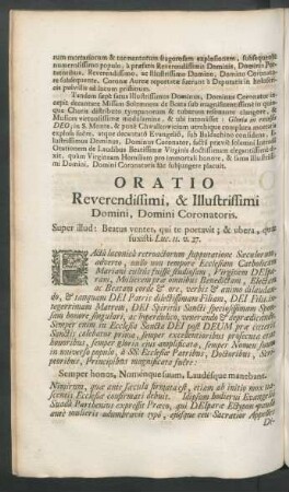 Oratio Reverendissimi, & Illustrissimi ...