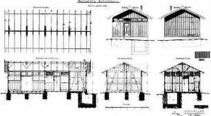 Gerbertshaus: Nebengebäude Fundament,Sparrenlage,Ansicht,Schnitte