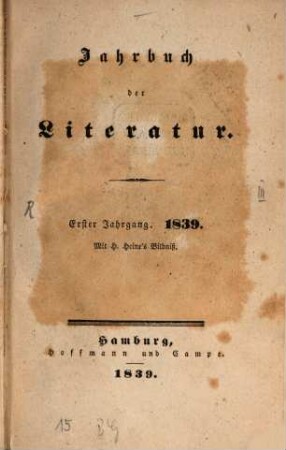 Jahrbuch der Literatur. 1. 1839