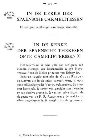 In De Kerke Der Spaensche Carmelitessen