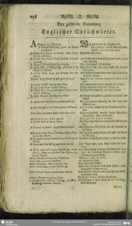 Eine zahlreiche Sammlung Englischer Sprüchwörter