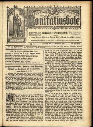 Erste Ausgabe vom Sonntag, den 16. November 1902.