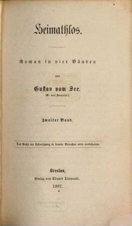 Heimathlos : Roman in vier Bänden. 2