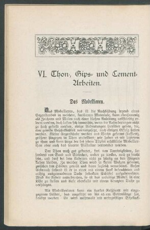 VI. Thon, Gips- und Cement-Arbeiten.