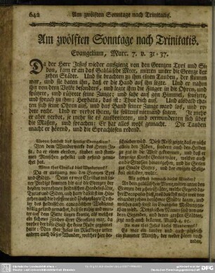 Am zwölften Sonntage nach Trinitatis. Evangelium, Marc. 7. v. 31-37