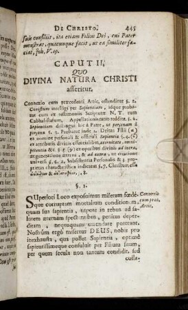 Caput II. Quo Divina Natura Christi asseritur.