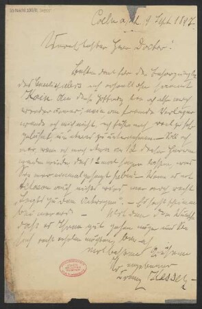Brief an Ludwig Strecker  an B. Schott's Söhne : 09.09.1897