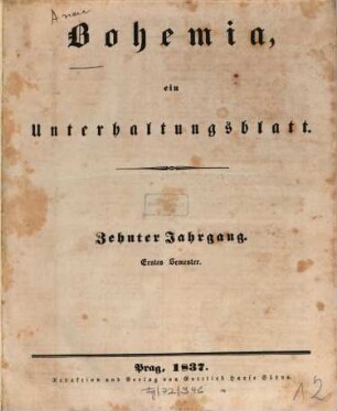 Bohemia : ein Unterhaltungsblatt, 1837,1 = Jg. 10