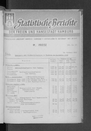 Erzeuger- und Großhandelspreise in Hamburg im September 1958 : Lfd. Nr. 33