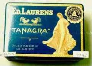 Blechdose für 50 Stück Zigaretten "ED. LAURENS 'TANAGRA' ALEXANDRIE LE CAIRE"