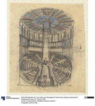 St. Louis, Missouri, Synagoge B’ Nai Amoona, Skizzen Innenansicht, Detailansicht