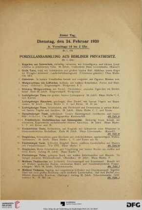 Porzellansammlung aus Berliner Privatbesitz (Nr. 1-216)