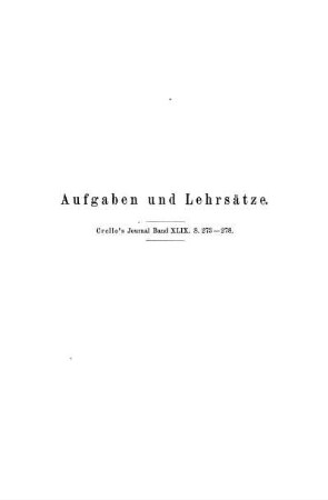 Lehrsätze und Aufgaben.