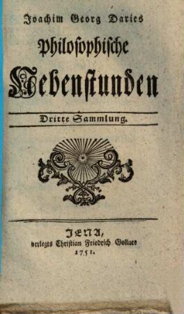 Joachim Georg Daries Philosophische Nebenstunden, 3