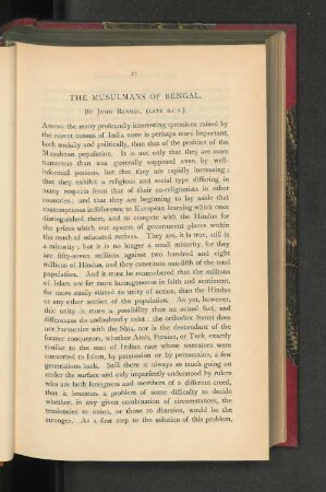 The Musulmans of Bengal.