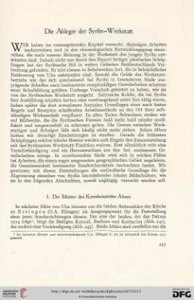Der Ableger der Syrlin-Werkstatt