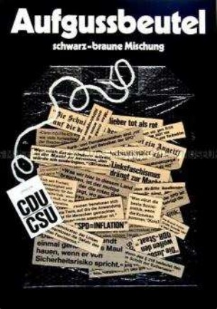 Politisch-satirisches Plakat zur Programmatik der Unionsparteien
