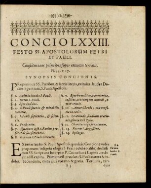 Concio LXXIII. Festo SS. Apostolorum Petri Et Pauli.