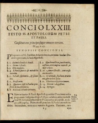 Concio LXXIII. Festo SS. Apostolorum Petri Et Pauli.
