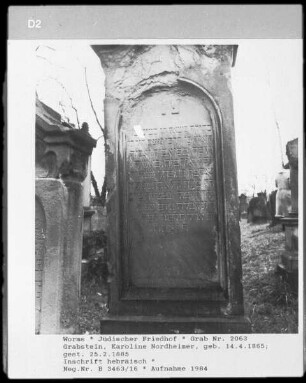 Grabstein von Karoline Nordheimer (gestorben 1885.02.25)