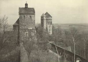 Burg Stolpen, Blick vom Siebenspitzenturm auf Seigerturm und Johannisturm