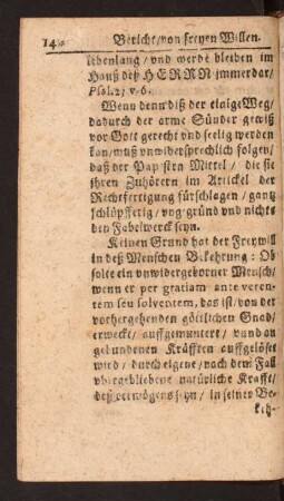 Bericht/ von freyen Willen in deß Menschen Bekehrung.