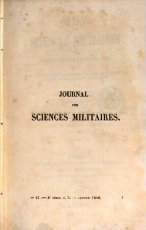 Journal des sciences militaires des armées de terre et de la mer. 5 = A. 24. 1848