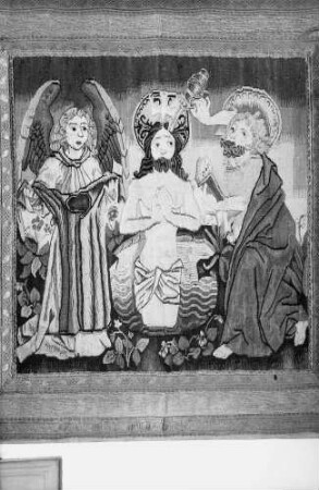 Freiburg: Adelhauser Kirche, Gobelin, Taufe Christi