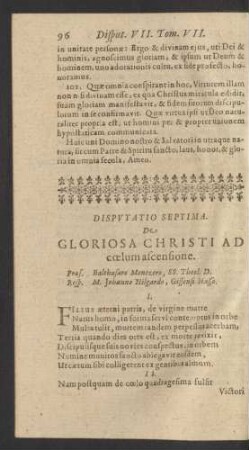 Disputatio Septima.