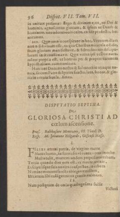 Disputatio Septima.