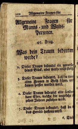 Allgemeine Fragen für Manns- und Weibs-Personen.