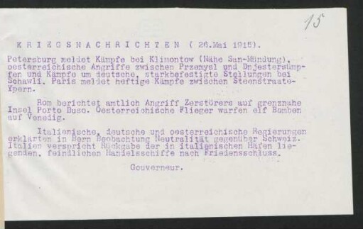 15 Kriegsnachrichten 26. Mai 1915
