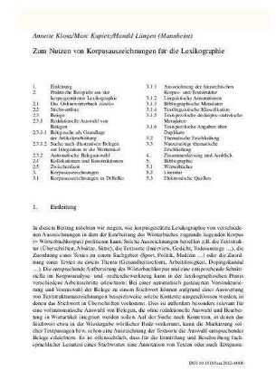 Zum Nutzen von Korpusauszeichnungen für die Lexikographie