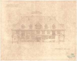 Fischer, Theodor; Marktredwitz; Baugenossenschaft Vereinigte Chamottfabrik, Wirtshaus - Westseite (Ansicht m. Schnitt)
