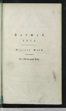 12.1821: Hermes oder kritisches Jahrbuch der Literatur