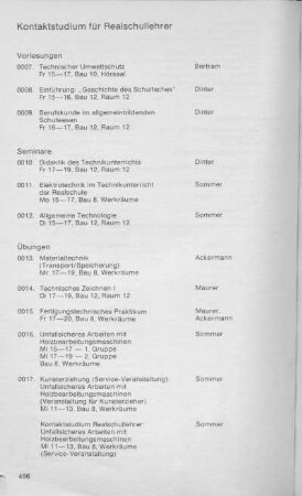 Kontaktstudium für Realschullehrer