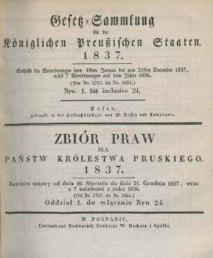 1837: Gesetzsammlung für die Königlichen Preußischen Staaten