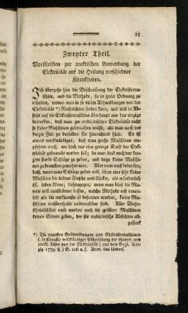 15-35, Zweiter Theil. Vorschriften zur praktischen Anwendung der Elektricität auf die Heilung verschiedner Krankheiten.