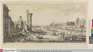 [Kleine Ansicht von Paris; Vue du Louvre.]